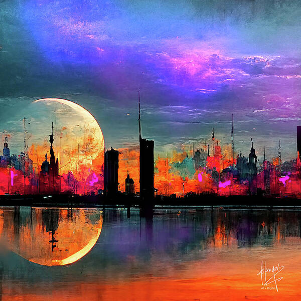 Future Art Print featuring the digital art Celestial City 3 by DC Langer