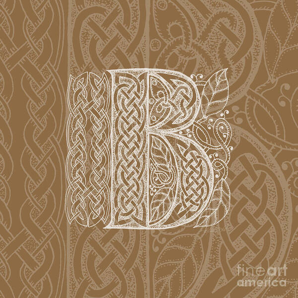 Artoffoxvox Art Print featuring the mixed media Celtic Letter B Monogram by Kristen Fox