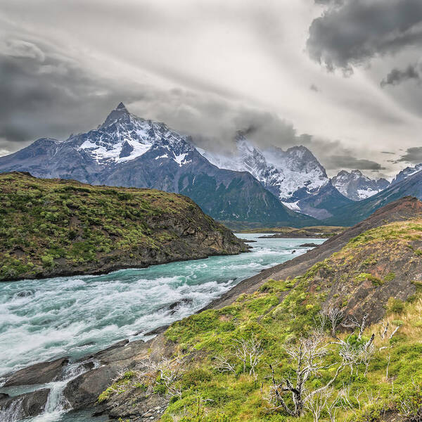 Andes Art Print featuring the photograph Cerro Paine Grande view from the surroundings of the Salto Grande by Henri Leduc