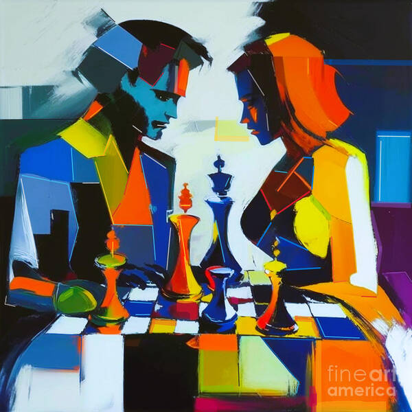 Geometric Art Art Print featuring the digital art Chess not checkers Art Print by Crystal Stagg