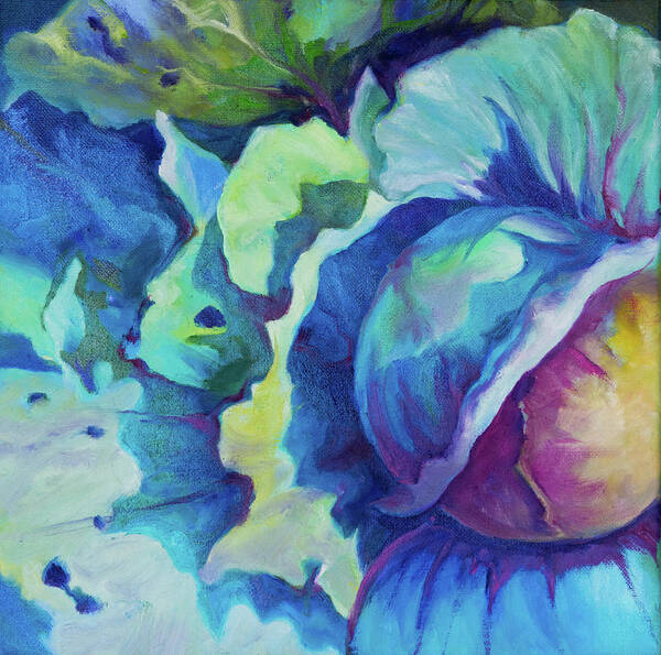 Cabbage Art Print featuring the painting Chou Chou Bleu by Carol Klingel