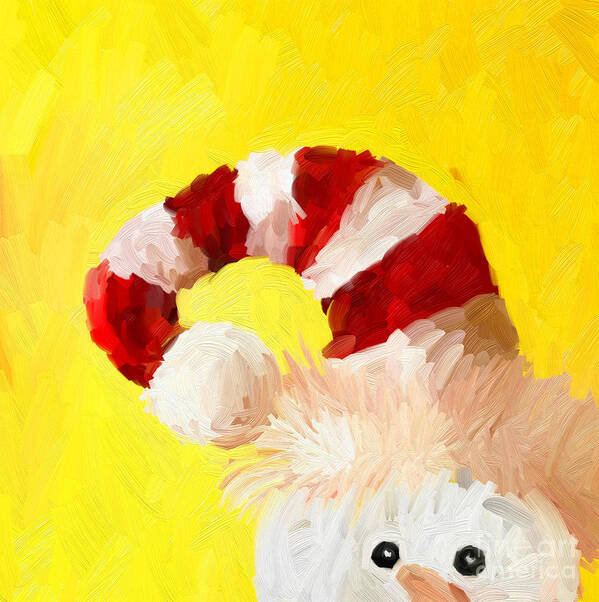 Christmas Ornament Candy Cane Hat On Snowman Art Print featuring the digital art Christmas Ornament Cane y Cade Hat on Snowman by Patricia Awapara