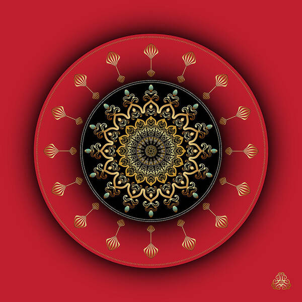 Abstract Graphic Mandala Art Print featuring the digital art Circumplexical No 4133 by Alan Bennington