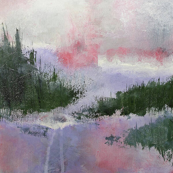 Climate Change Art Print featuring the painting CLIMATE CHANGE II Abstract in Red Pink Purple Green by Lynnie Lang