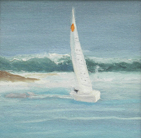 Sail Boat Ocean Wave Sea Seascape Art Print featuring the painting Close Call by Scott W White