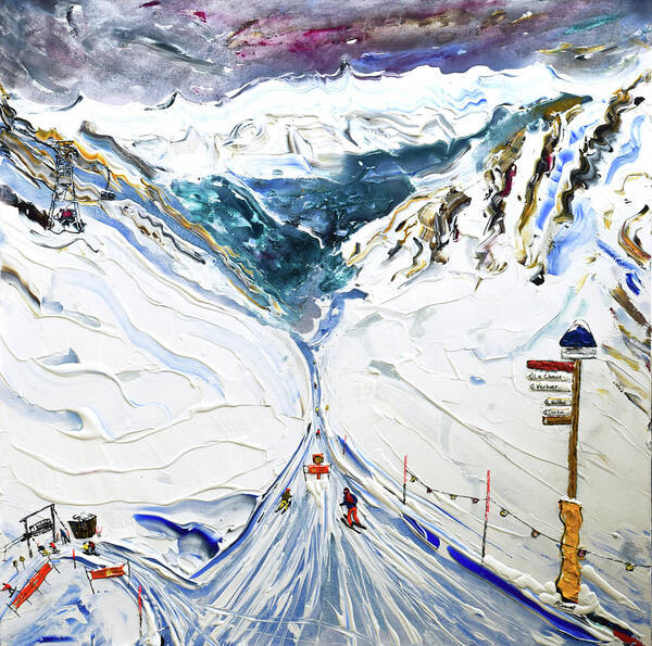 Col Art Print featuring the painting Col des Gentianes by Pete Caswell