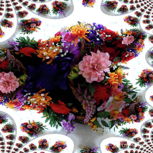 Fractal Art Print featuring the digital art Colorful Flower Bouquet Fractal by Charles Robinson
