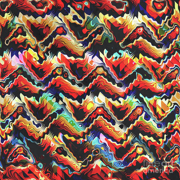 Aztec Art Print featuring the digital art Colorful Geometric Motif by Phil Perkins