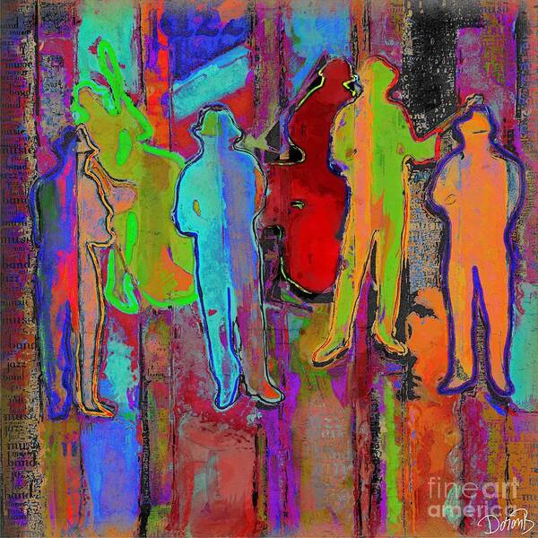 Jazz Art Print featuring the digital art Colorful jazz band by Doron B