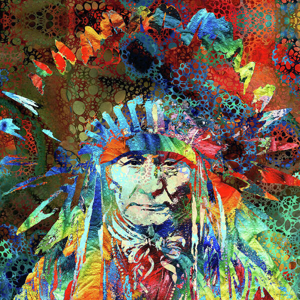 Native American Art - Chief - By Sharon Cummings Jigsaw Puzzle by Sharon  Cummings - Pixels Merch