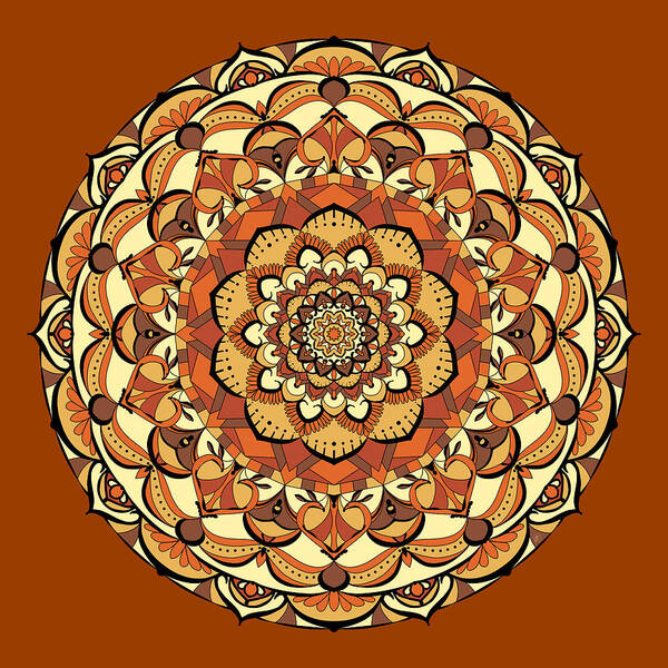 Autumn Art Print featuring the digital art Colors of Autumn Mandala by Angie Tirado