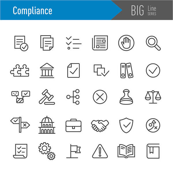 Expertise Art Print featuring the drawing Compliance Icons - Big Line Series by -victor-