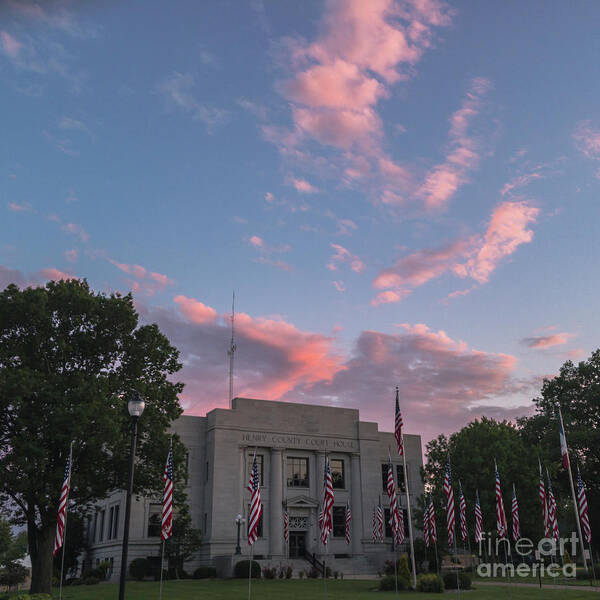 Courthouse Art Print featuring the photograph Courthouse with Flags by Tamara Becker