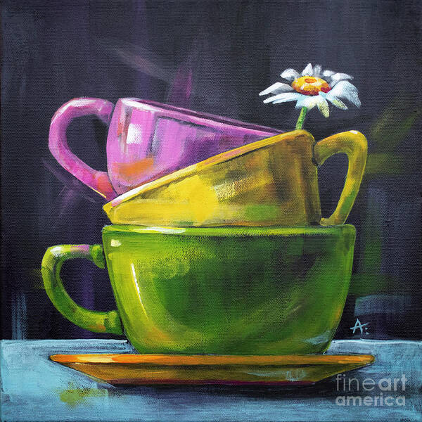 Still Life Art Print featuring the painting Cups of Kindness by Annie Troe