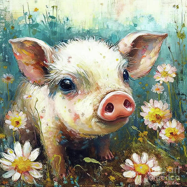 Piglet Art Print featuring the painting Cute Patootie Piglet by Tina LeCour