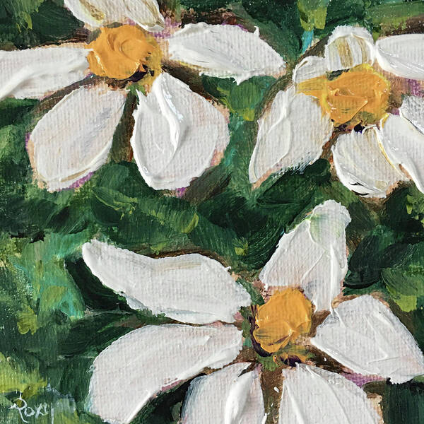 Gardenias Art Print featuring the painting Daisy Gardenias in Bloom by Roxy Rich