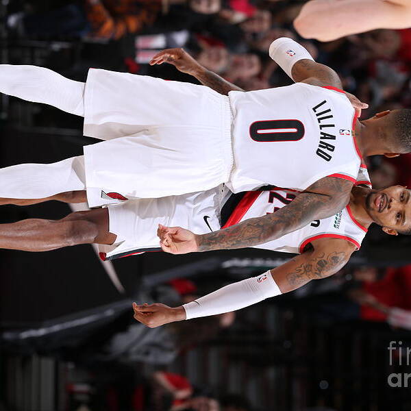 Damian Lillard Art Print featuring the photograph Damian Lillard and Kent Bazemore by Sam Forencich