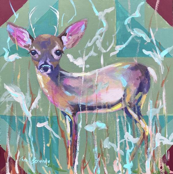 Deer Tracks Art Print featuring the painting Deer Tracks by Carol Berning