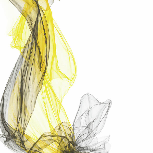 Yellow Art Print featuring the painting Descent - Yellow And Gray Abstract Modern Art by Lourry Legarde