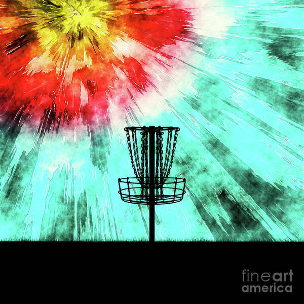 Disc Golf Art Print featuring the digital art Disc Golf Tie Dye by Phil Perkins