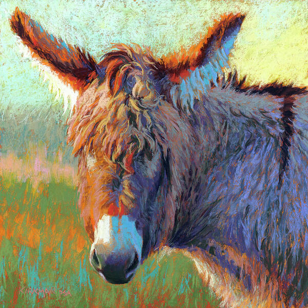 Donkey Art Print featuring the pastel Don Keifurry by Rita Kirkman