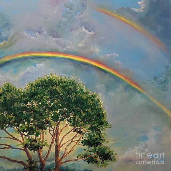 Rainbow Art Print featuring the painting Double Rainbow by Merana Cadorette