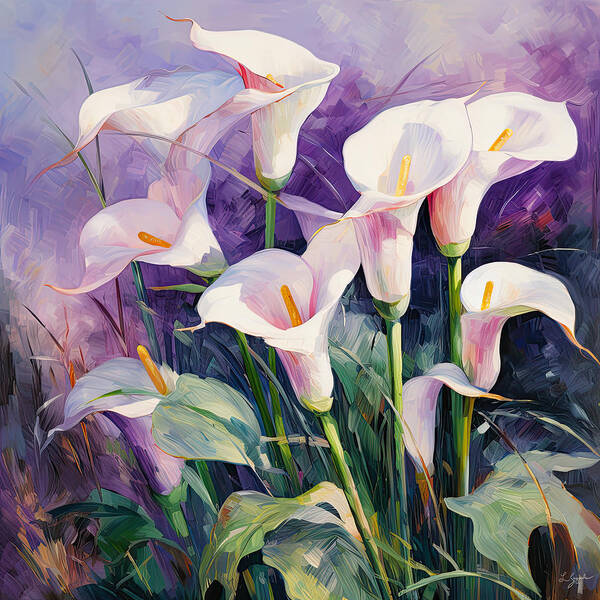 Calla Lily Art Print featuring the digital art Dream Of Purple by Lourry Legarde