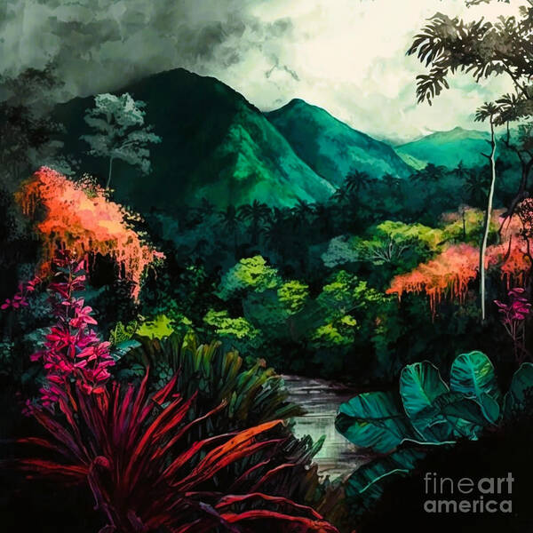 Landscape Art Print featuring the painting El Yunque National Forest II Art Print by Crystal Stagg