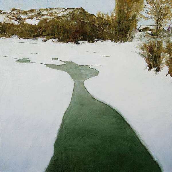 Snow Art Print featuring the painting Emerging Lake by Hone Williams