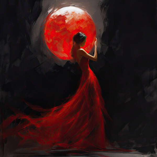 Lady In Red Art Print featuring the digital art Eternal Enchantment by Lourry Legarde