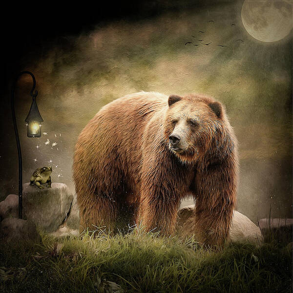 Grizzly Bear Art Print featuring the digital art Evening Stroll by Maggy Pease