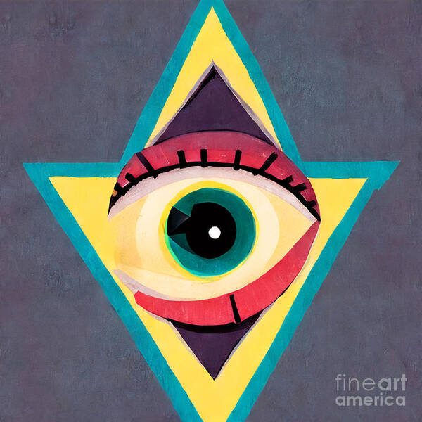 Evil Eye Art Print featuring the painting Huge Collection Of Evil Eye Abstract, No 02 by Mounir Khalfouf