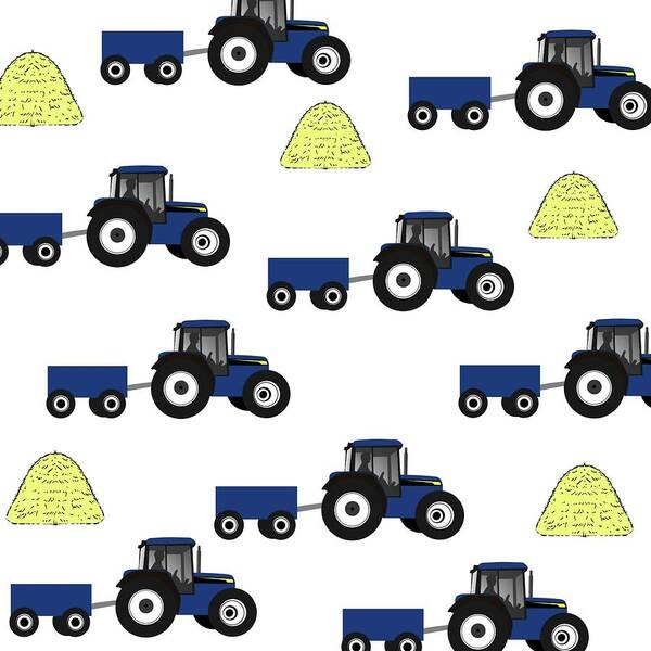 Tractor Art Print featuring the digital art Farm Tractor n Hay by Florene Welebny