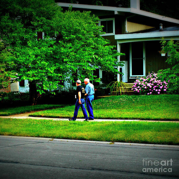 Humans Art Print featuring the photograph Father and Son Wisdom Walk - Square by Frank J Casella