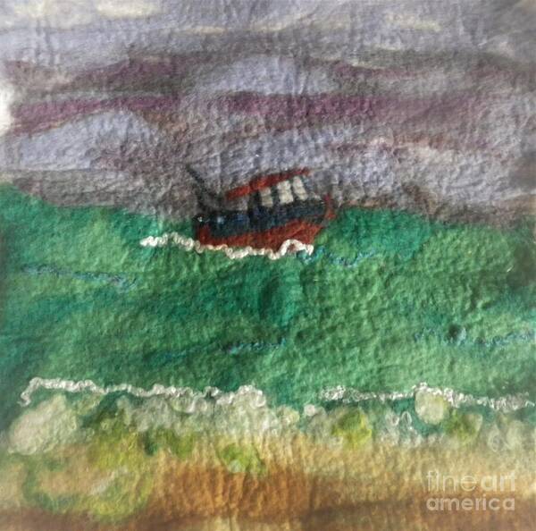 Material Art Print featuring the tapestry - textile Felt of the sea by Julie Grimshaw