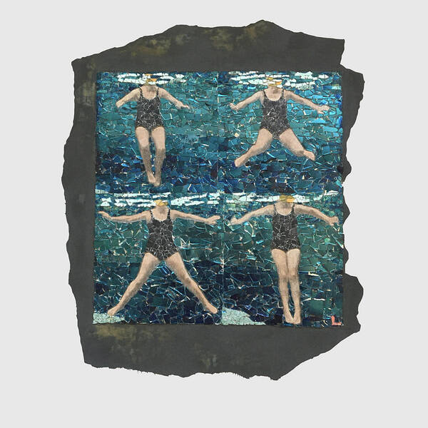 Mosaic Art Print featuring the mixed media Fig. 40. Treading water using breast stroke kick. by Matthew Lazure