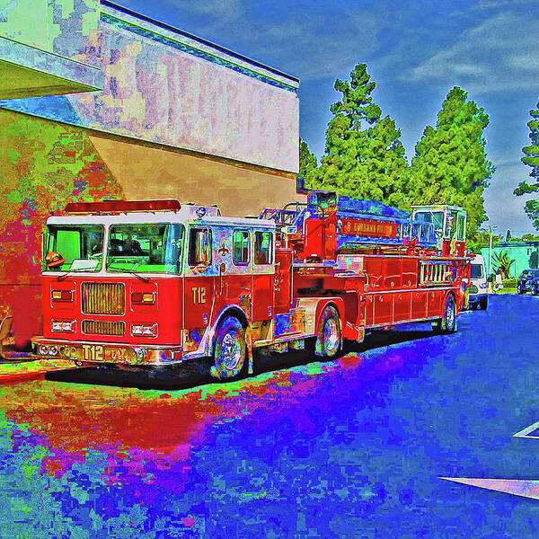 Abstract Art Print featuring the photograph Abstract Fire Engine by Andrew Lawrence