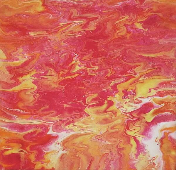 Abstract Art Print featuring the painting Fire by Pour Your heART Out Artworks