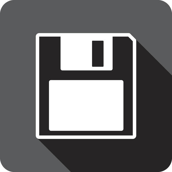 Information Medium Art Print featuring the drawing Floppy Disk Icon Silhouette by JakeOlimb