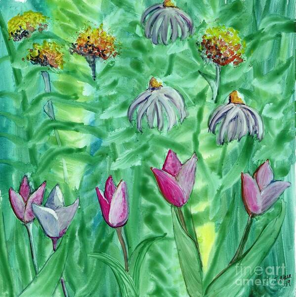 Yupo Art Print featuring the painting FlowerView 5 Tulips by Tammy Nara