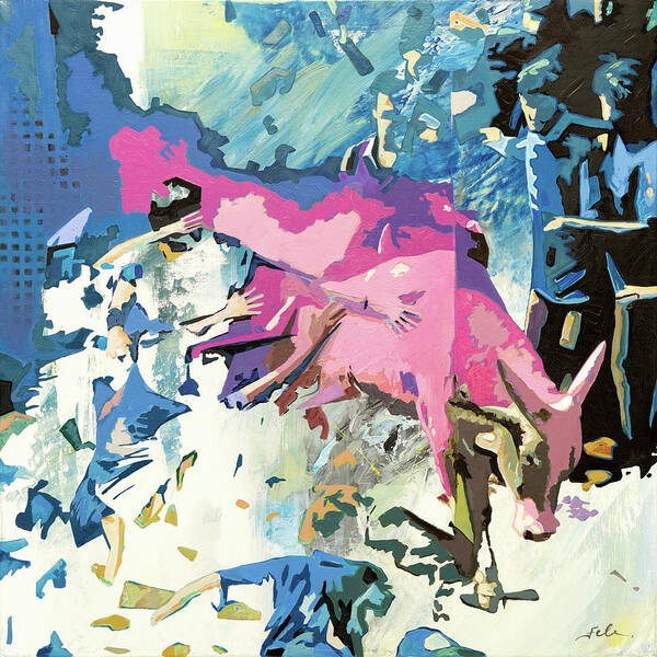 Bull Art Print featuring the painting Flucht des Apis - Stier - by Uwe Fehrmann