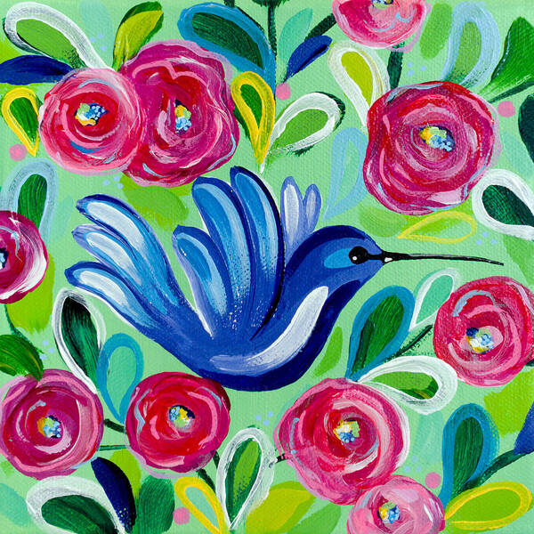 Hummingbird Art Print featuring the painting Flying High by Beth Ann Scott