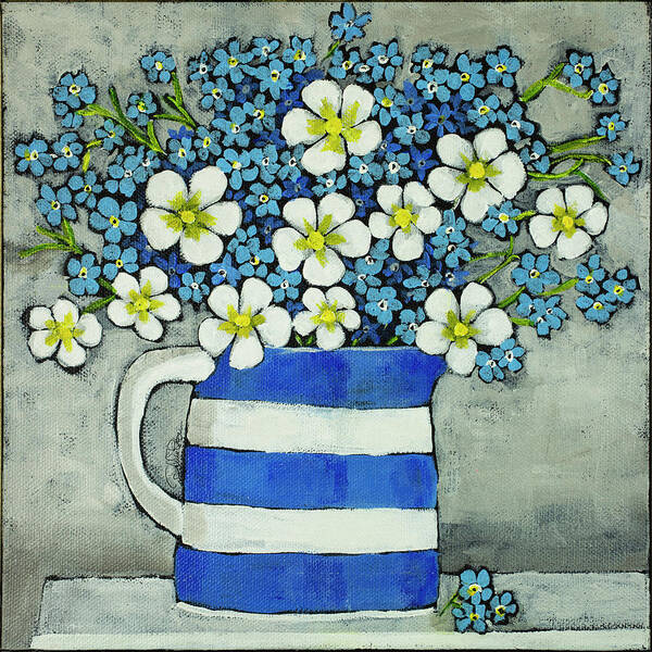Still Life Art Print featuring the painting Forget Me Nots by Debbie Brown
