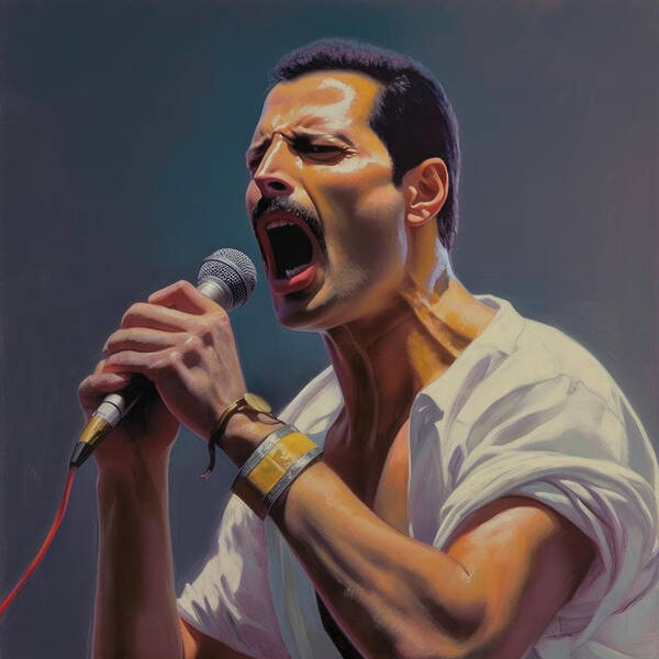 Freddie Mercury Art Print featuring the painting Freddie Mercury No.7 by My Head Cinema
