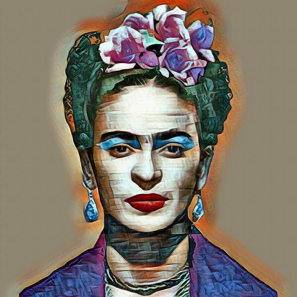 Frida Kahlo De Rivera Art Print featuring the painting Frida Kahlo Andy Warhol 2 by Tony Rubino