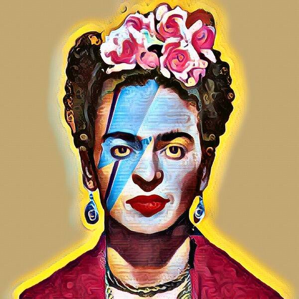 Frida Kahlo De Rivera Art Print featuring the painting Frida Kahlo Andy Warhol David Bowie 3 by Tony Rubino