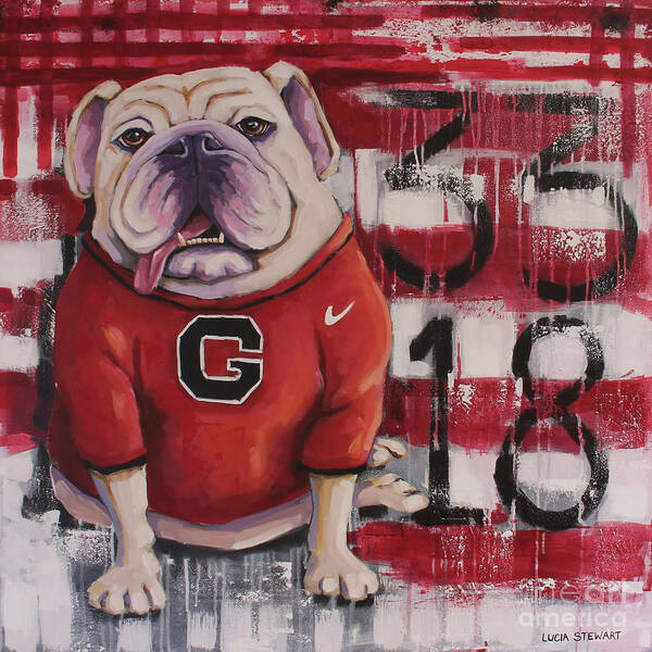 Bulldog Art Print featuring the painting GA Bulldog by Lucia Stewart
