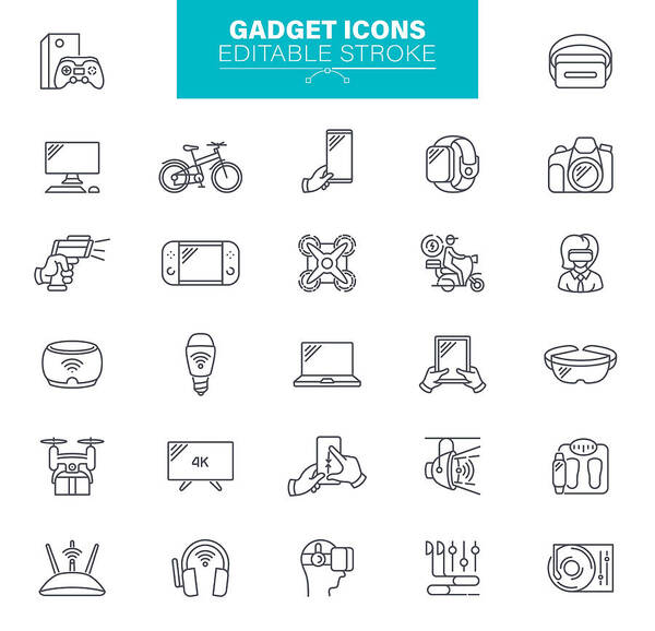 Internet Art Print featuring the drawing Gadget Icons Editable Stroke by Forest_strider
