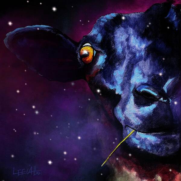 Sheep Art Print featuring the painting Galaxy Hailey by DawgPainter