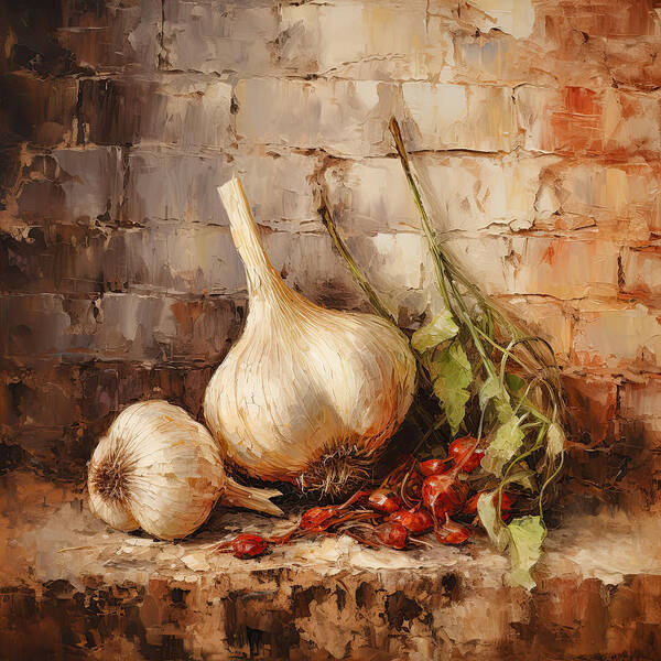 Garlic Art Print featuring the digital art Garlic Artwork by Lourry Legarde